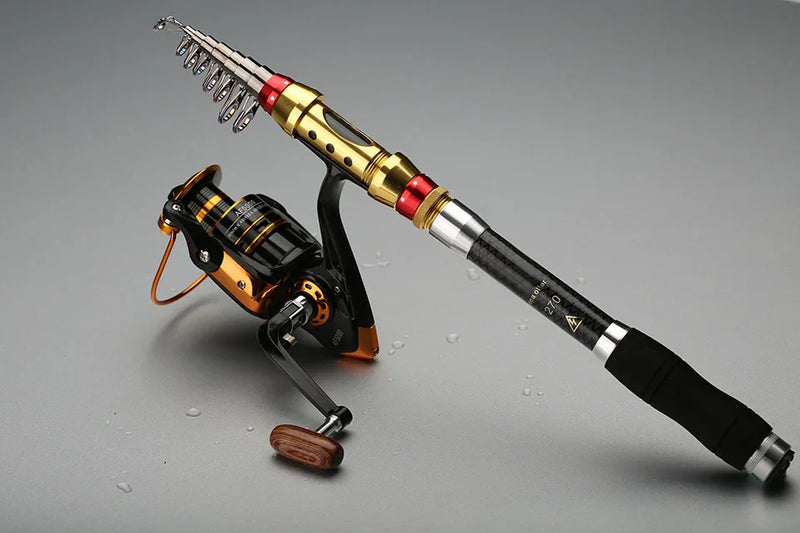 Vara de Pesca Telescópica Yernea em 99% Carbono – Leve e Versátil de 1.8 a 3.6m para Aventura Perfeita