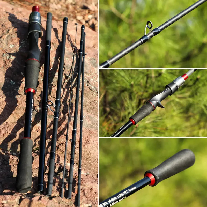Conjunto de Pesca Sougayilang com Vara de Fibra de Carbono e Carretilha de 8kg – Inclui Linha como Brinde
