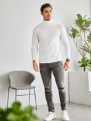 Suéter Branco Masculino Gola Alta Slim