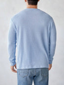 Suéter Masculino Tricô Comfort Gola Redonda Azul