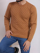 Suéter Tricot Masculino Marrom Clássico