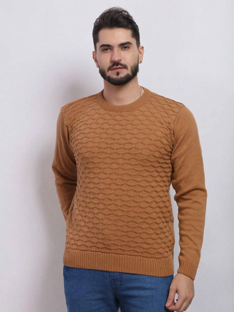 Suéter Tricot Masculino Marrom Clássico