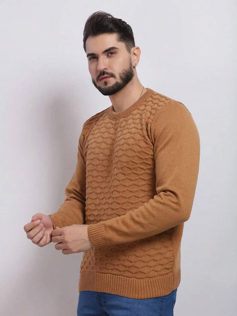 Suéter Tricot Masculino Marrom Clássico