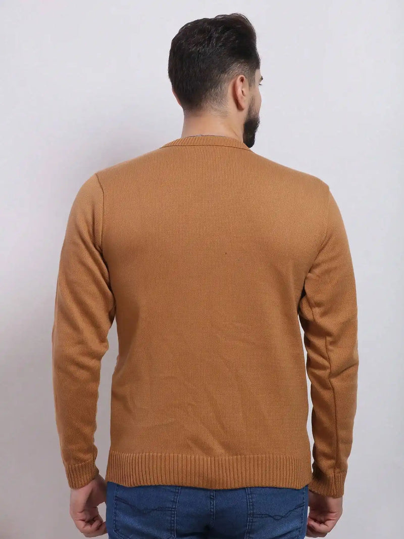 Suéter Tricot Masculino Marrom Clássico