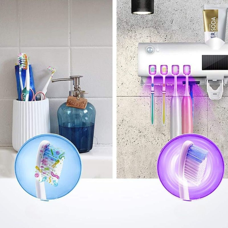 Suporte Antibacteriano para Escova de Dentes com Esterilização UV - Proteja Seu Sorriso