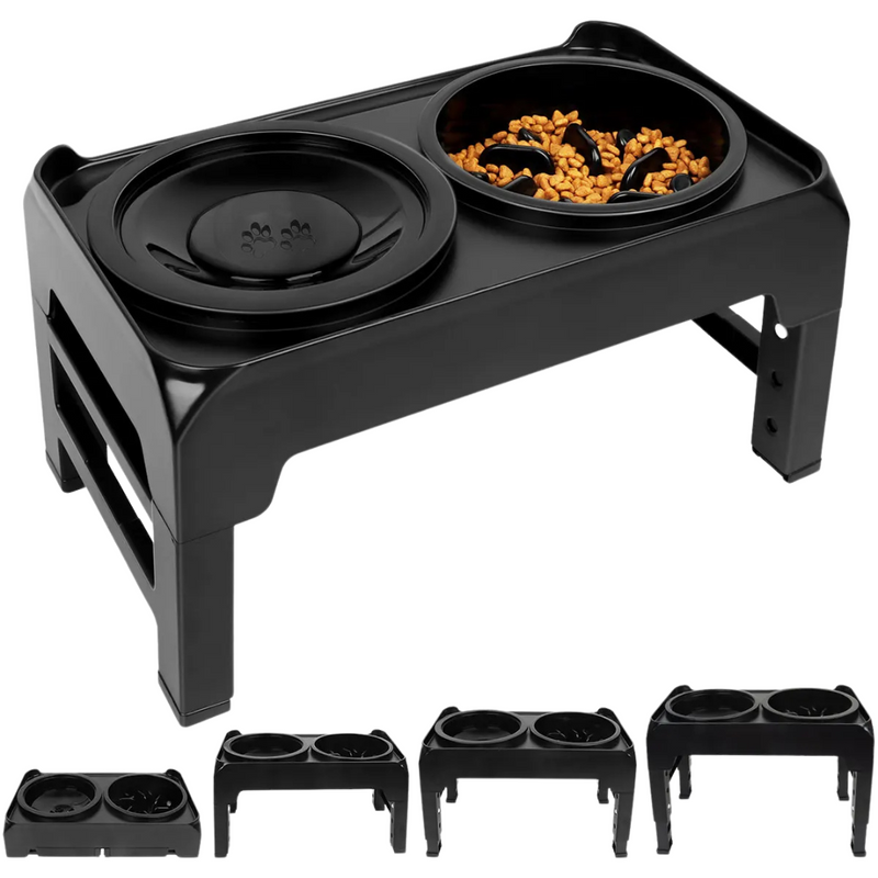 Tigela Elevada 2 em 1: Comedouro e Bebedouro Anti Respingo com Ajuste Prático de Altura