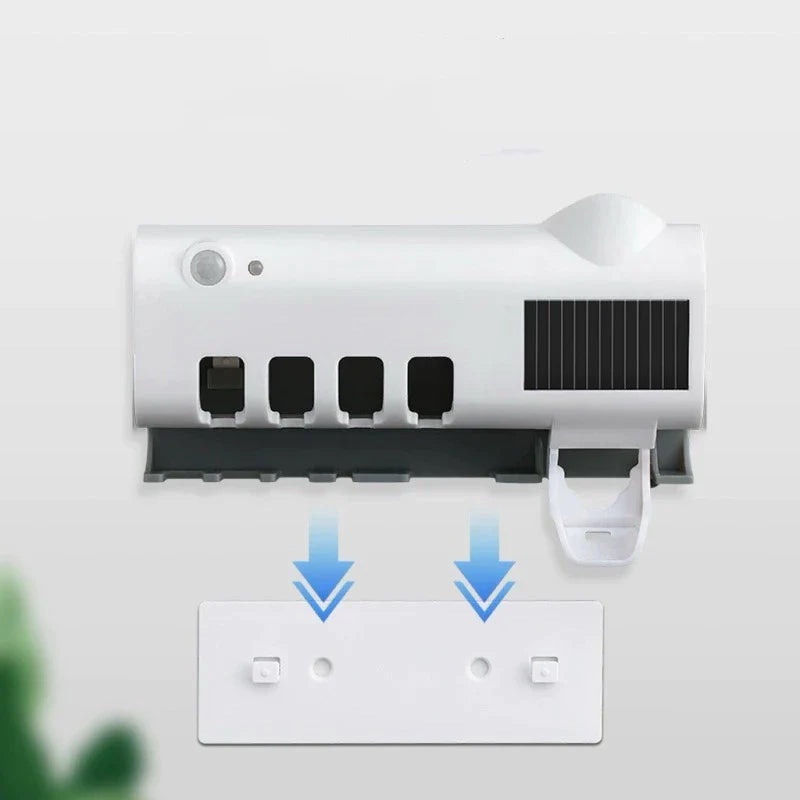 “Suporte com Luz UV para Esterilização Segura da Escova de Dentes”