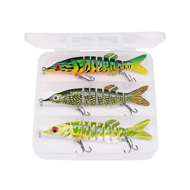 Conjunto de Iscas Artificiais Articuladas Trehook em 3 e 5 Peças para Pesca Eficiente