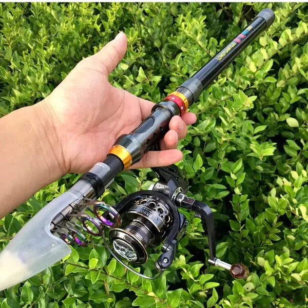 Vara de Pesca Telescópica em Fibra de Carbono com Molinete de Drag 10kg – Conforto e Leveza para Suas Aventura de Pesca