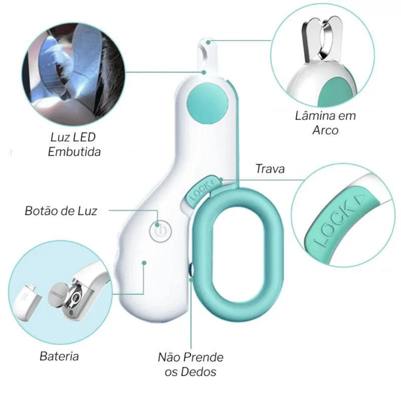 Cortador de Unhas Pet com Luz LED para Cães e Gatos – Praticidade e Conforto na Hora de Cuidar