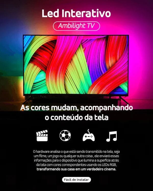 Ambilight Led Interativo Tv Gamer