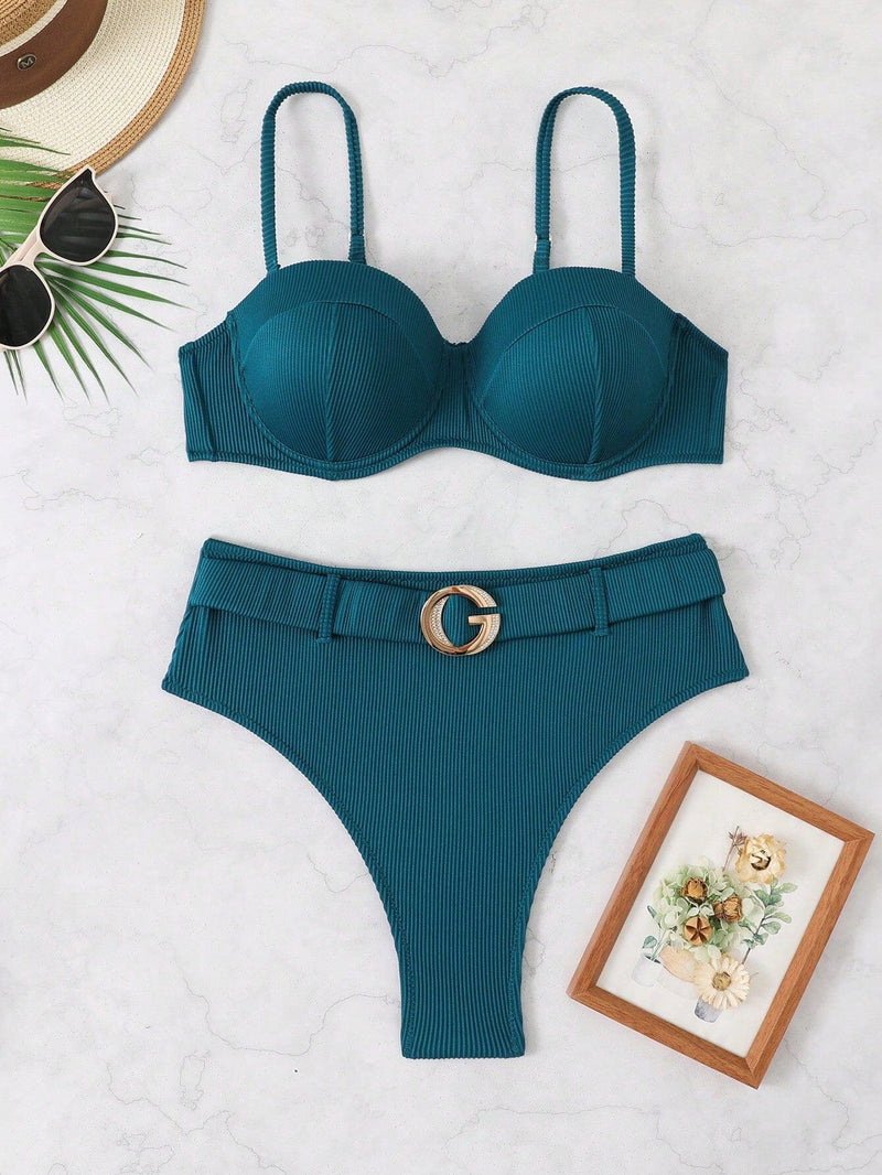 Biquíni Cintura Alta com Fivela Luxo