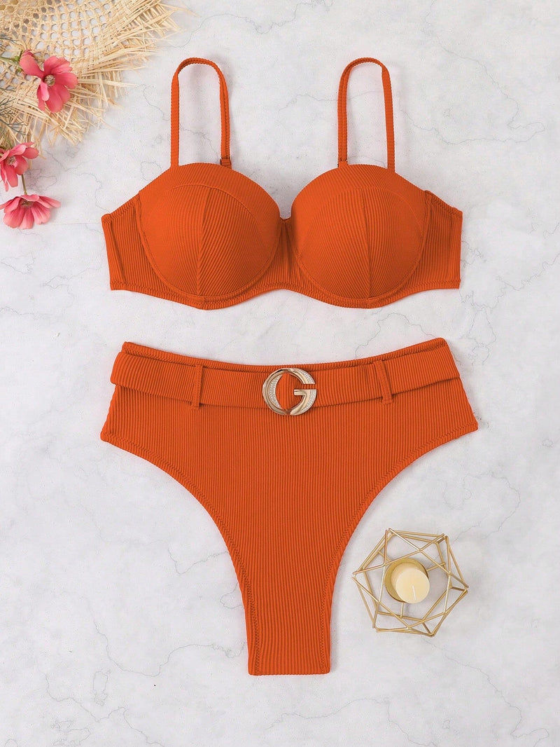 Biquíni Cintura Alta com Fivela Luxo