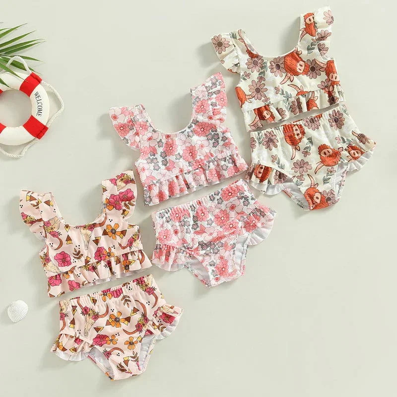 Biquíni Infantil Feminino com Estampa de Flores - Estilo e Conforto para os Momentos de Verão