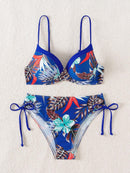 Biquíni Tropical com Bojo e Cintura Alta – Estampa Floral Verão