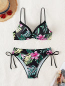 Biquíni Tropical com Bojo e Cintura Alta – Estampa Floral Verão