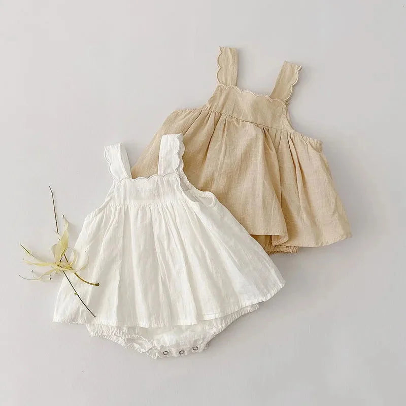 Body Infantil Madalena Conforto em Branco e Bege