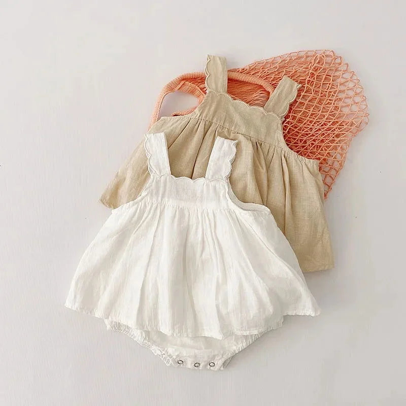 Body Infantil Madalena Conforto em Branco e Bege