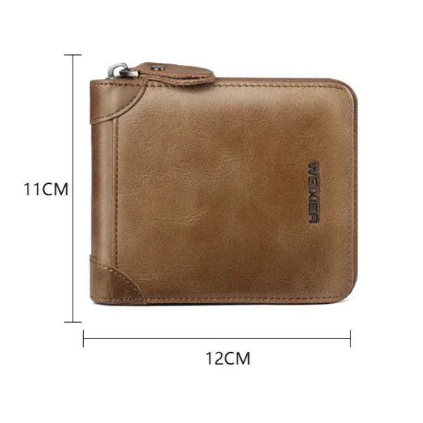 Carteira de Couro Genuíno com Zíper Weixier - Praticidade e Estilo para o Seu Dia a Dia