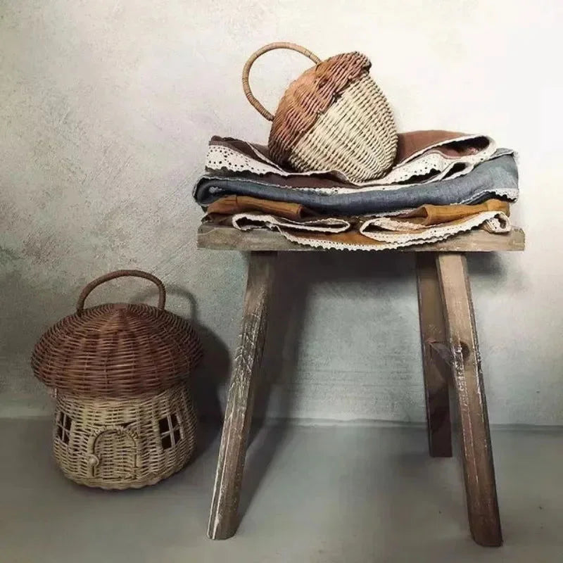 Bolsinha Infantil de Vime Cogumelo Bege - Praticidade e Estilo para os Pequenos