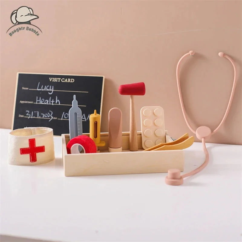 Brinquedo de Medicina Infantil em Madeira e Silicone - Descubra a Diversão na Hora de Brincar de Médico