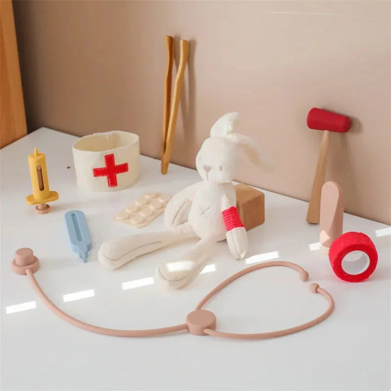 Brinquedo de Medicina Infantil em Madeira e Silicone - Descubra a Diversão na Hora de Brincar de Médico