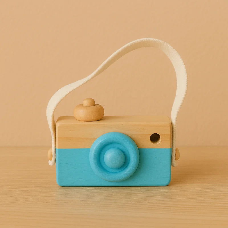 Câmera de Madeira Montessori para Brincar e Aprender