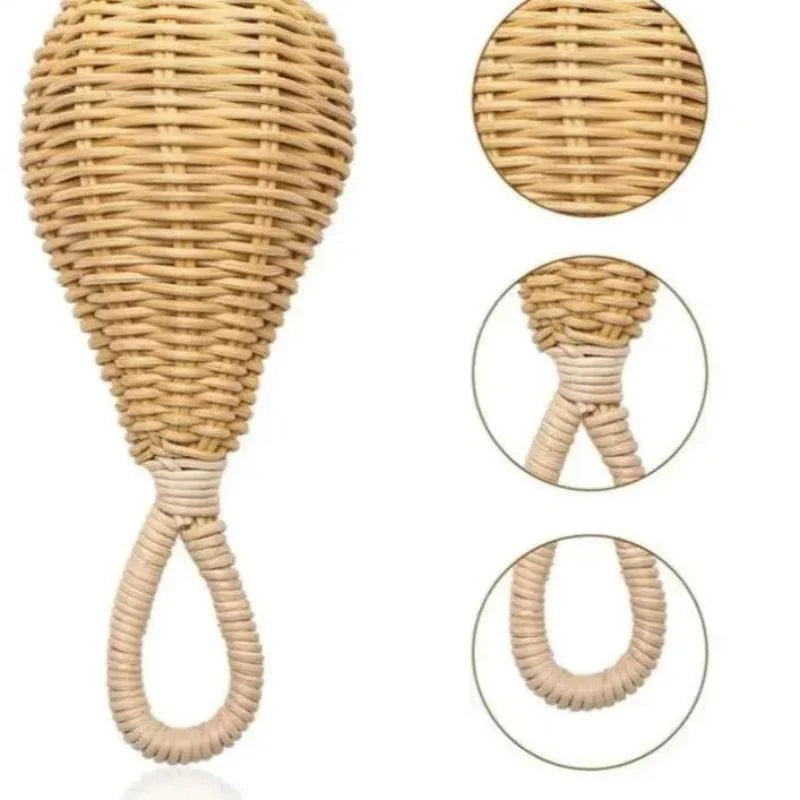 Brinquedo Sensorial Infantil em Rattan com Chocalho – Estímulos que Encantam e Desenvolvem
