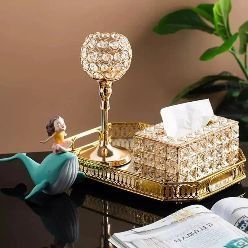 Organizador Dourado para Lenços de Papel - Estilo e Praticidade