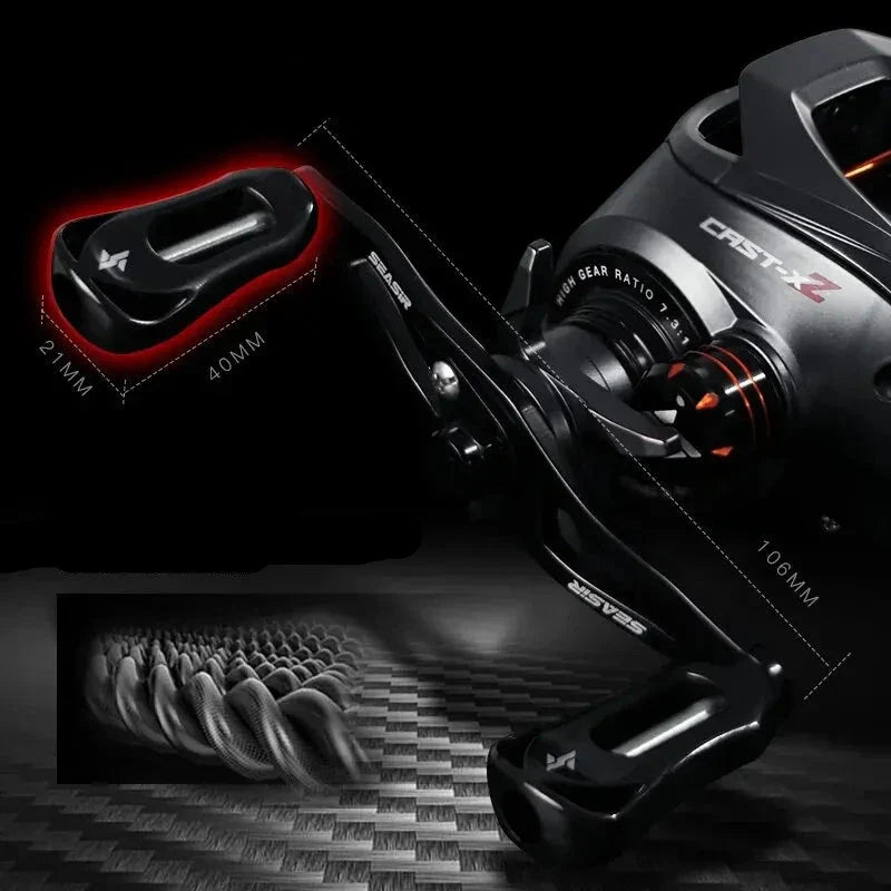 Carretilha SEASIR Cast X2: Potência de 9KG e Alta Velocidade 7.3:1 Para Sua Melhor Pesca