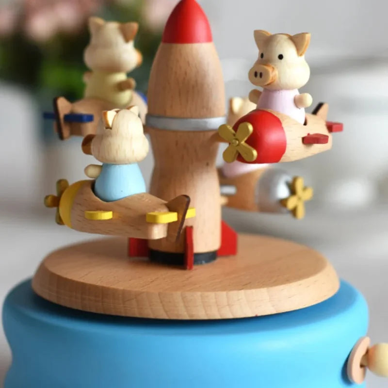 Carrossel Musical Azul em Forma de Avião para Encantar e Acalmar Seu Bebê