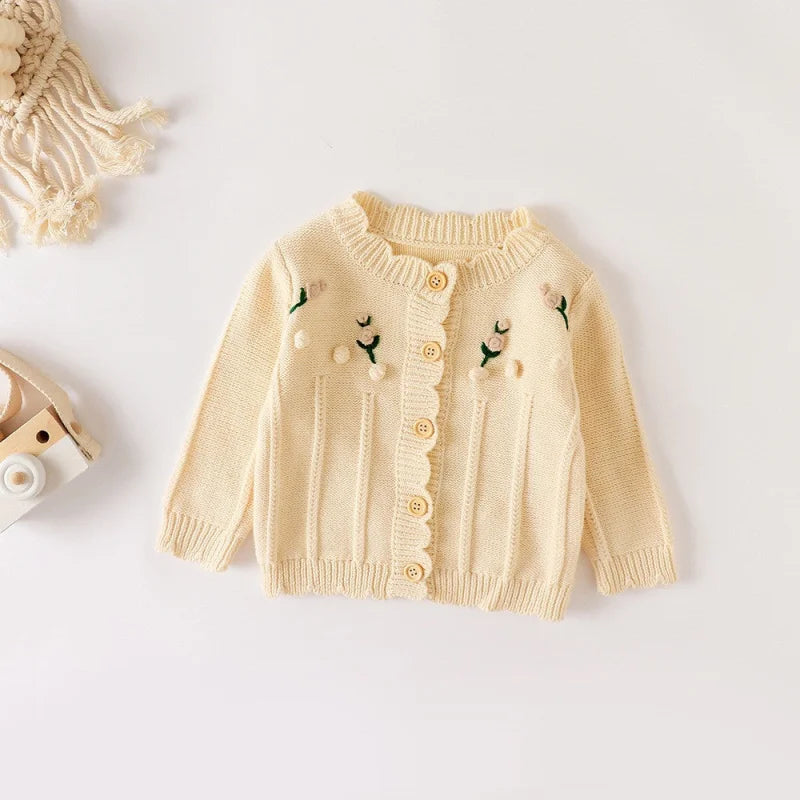 Casaco Infantil de Tricot Confortável em Bege e Azul para Aquecer com Estilo