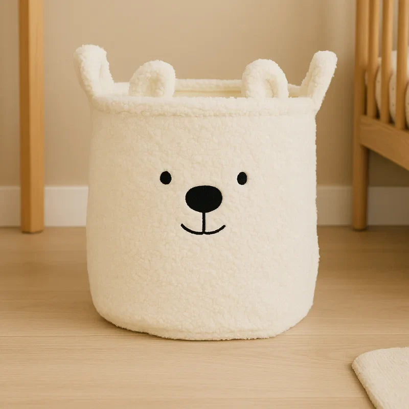 Cesta Organizadora Infantil Sherpa Branca para Um Espaço Aconchegante e Organizado