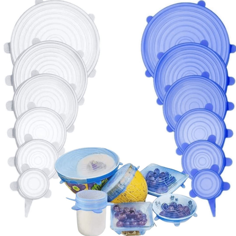 Kit Tampas de Silicone Reutilizável Universal - Compre 6 Leve 12