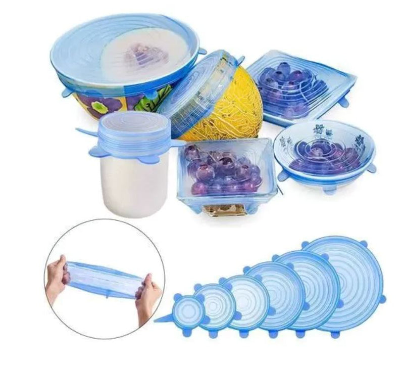 Kit Tampas de Silicone Reutilizável Universal - Compre 6 Leve 12