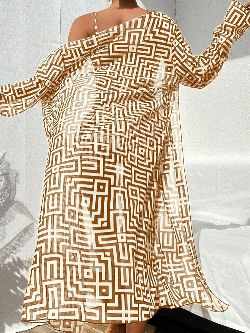 Conjunto Biquíni com Kimono Geométrico