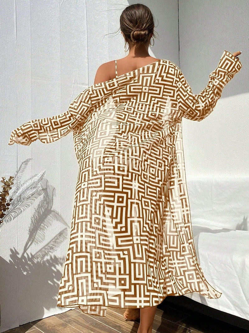 Conjunto Biquíni com Kimono Geométrico