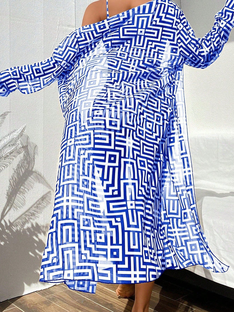 Conjunto Biquíni com Kimono Geométrico