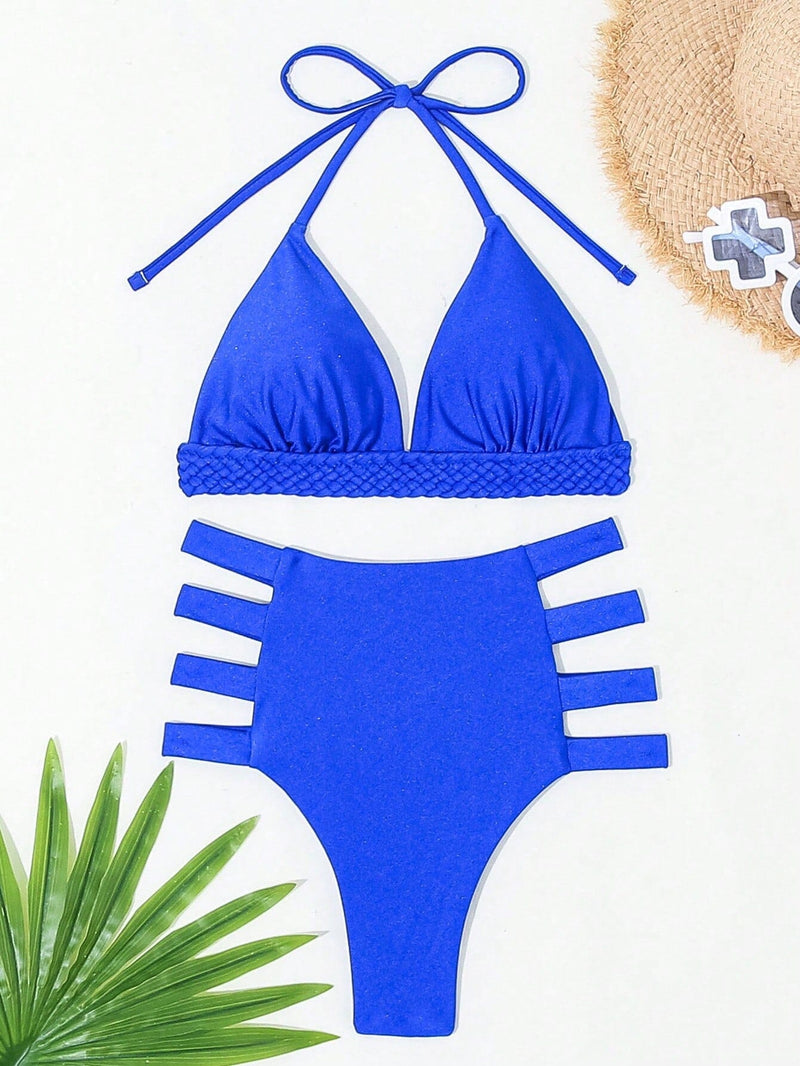 Conjunto de Biquíni Cintura Alta com Detalhe Trançado