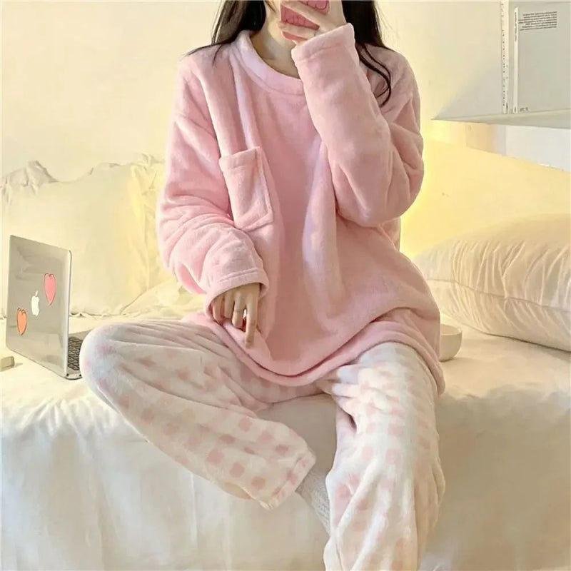 Pijama Feminino de Frio Peluciado