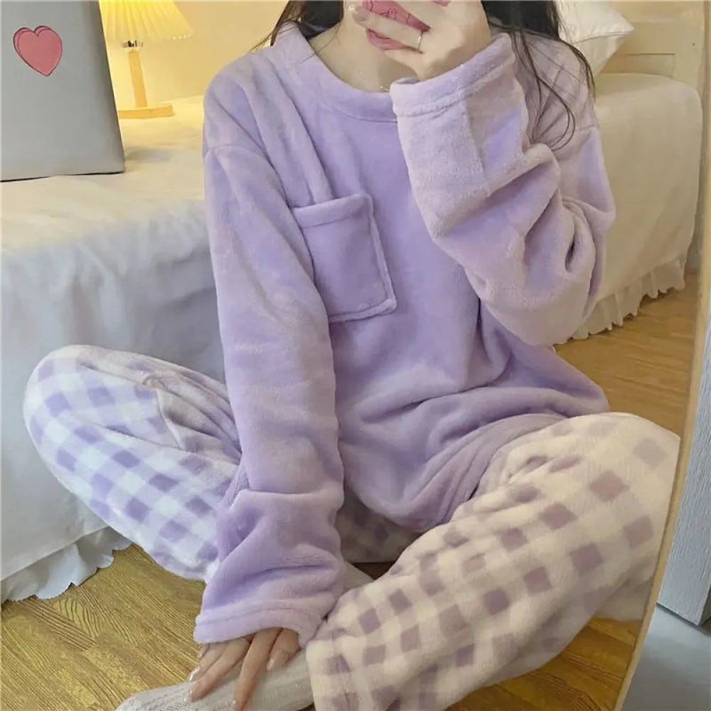 Pijama Feminino de Frio Peluciado