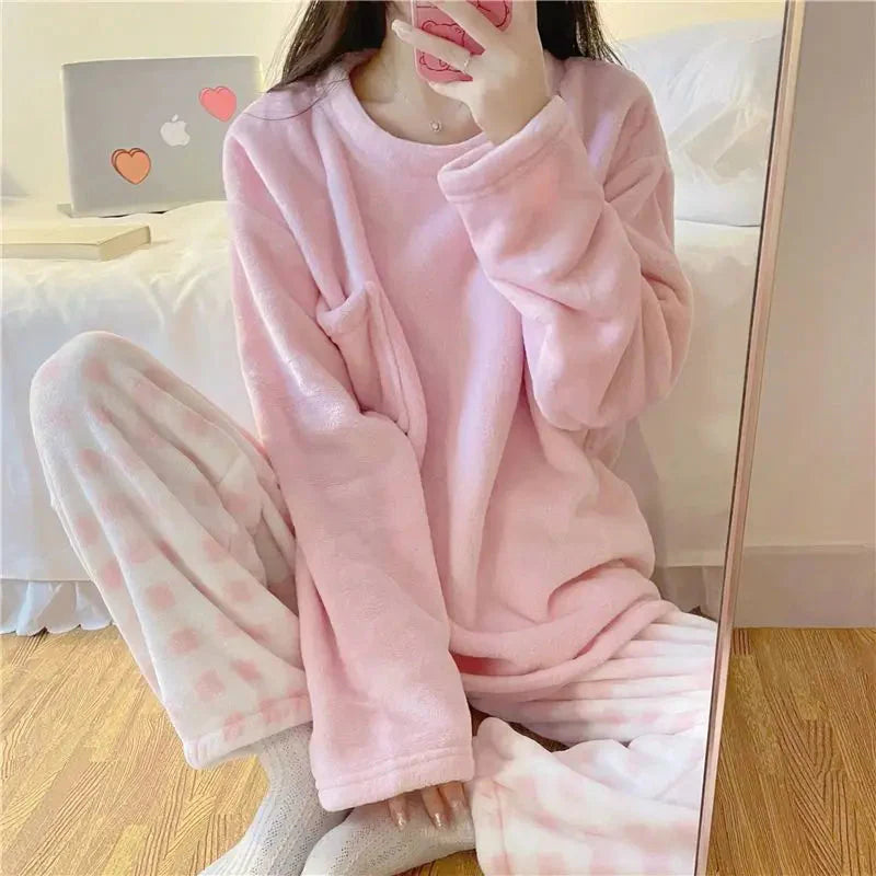 Pijama Feminino de Frio Peluciado