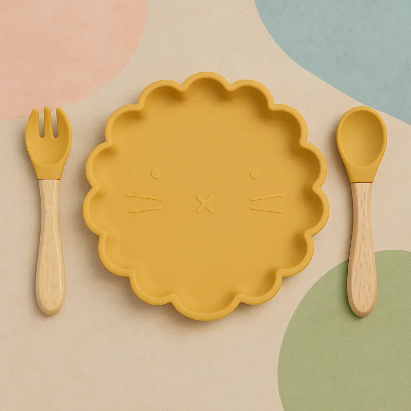 Conjunto de Prato e Talheres em Silicone Lenogue para Praticidade e Conforto no Dia a Dia