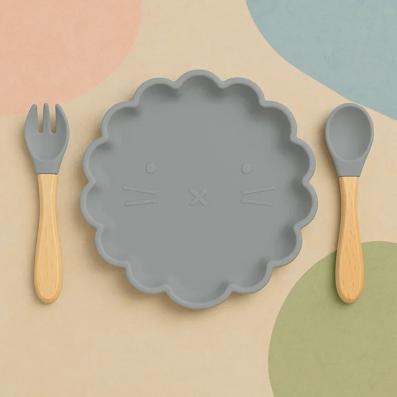 Conjunto de Prato e Talheres em Silicone Lenogue para Praticidade e Conforto no Dia a Dia