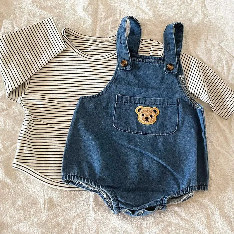 Conjunto Infantil Bear Com Romper e T-Shirt Confortável