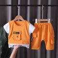 Conjunto Infantil Confortável: Camiseta Dupla e Shorts Casuais para Momentos de Liberdade