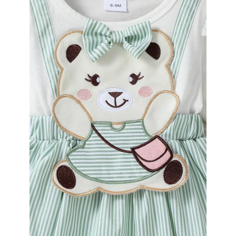 Conjunto Infantil Macacão de Manga Longa com Urso Bordado e Faixa Estilosa