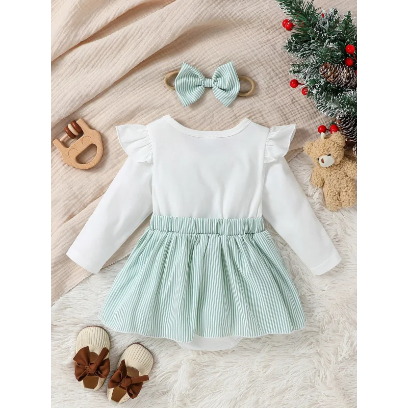 Conjunto Infantil Macacão de Manga Longa com Urso Bordado e Faixa Estilosa