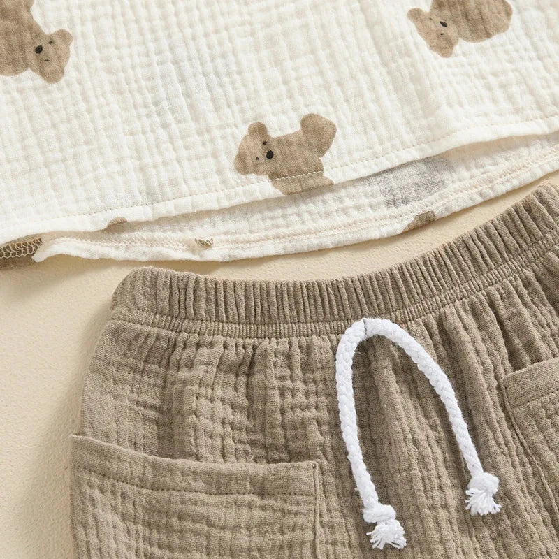 Conjunto Confortável Infantil Masculino com Estampa de Urso