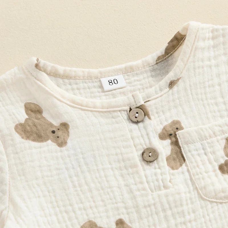 Conjunto Confortável Infantil Masculino com Estampa de Urso